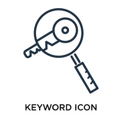 Keyword icon vector isolated on white background, Keyword sign , thin symbol or stroke element design in outline style