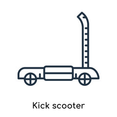 Wall Mural - Kick scooter icon vector isolated on white background, Kick scooter sign , thin symbols or lined elements in outline style