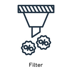 Poster - Filter icon vector isolated on white background, Filter sign , thin symbols or lined elements in outline style