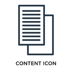 Poster - Content icon vector isolated on white background, Content sign , thin symbol or stroke element design in outline style
