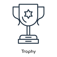 Wall Mural - Trophy icon vector isolated on white background, Trophy sign , thin symbols or lined elements in outline style