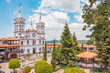 Beautiful Church of San Cristobal seen from a balcony at Mazamitla town in Jalisco, Mexico 