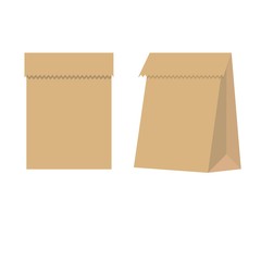 grocery paper bag vector illustration isolated on background. brown paper bag for products or food i