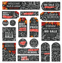 Back To School Sale Tag And Discount Label Design