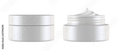 cosmetics jar isolated on white background, 3D rendering Tableau sur Toile