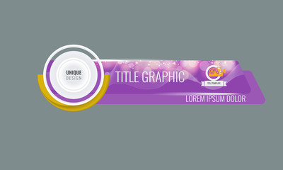 Wall Mural - Video headline title or lower third template with flow and bokeh lights effect. Unique banner design for video. Purple color.