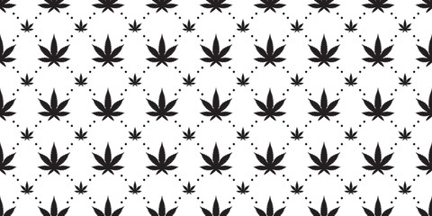 Marijuana seamless pattern Weed vector cannabis leaf tile background polka dot scarf isolated repeat wallpaper