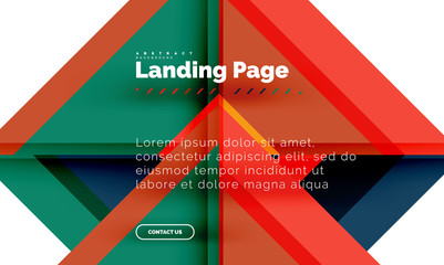Square shape geometric abstract background, landing page web design template