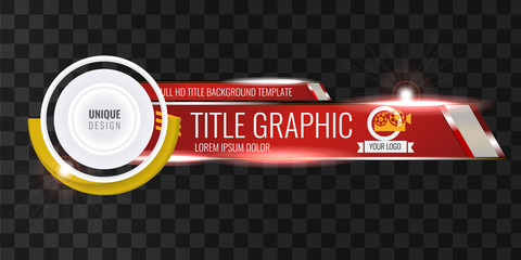Wall Mural - Video headline title or lower third template with flow and bokeh lights effect. Unique banner design for video. Red color.