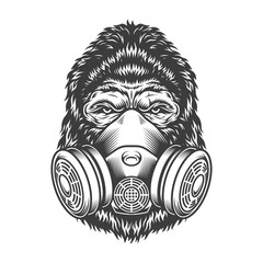 Wall Mural - Serious gorilla in monochrome style