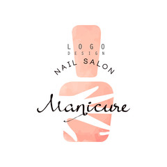 Sticker - Manicure nail saloon logo, design element for nail bar, manicure studio, manicurist technician vector Illustration on a white background