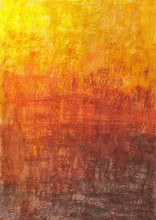 October Texture Background. Orange Yellow Red Sepia Gradient Grunge Abstract Backdrop. Hand-drawn Watercolor Painting