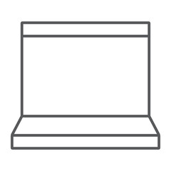 Fototapete - Laptop thin line icon, electronic and computer, notebook sign, vector graphics, a linear pattern on a white background, eps 10.