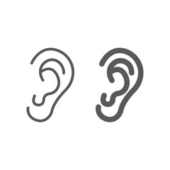 Poster - Human ear line and glyph icon, anatomy and biology, otology sign, vector graphics, a linear pattern on a white background, eps 10.