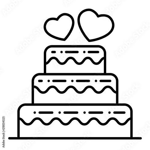 Layered Wedding Cake Thin Line Icon Wedding Cake Vector