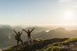 © Westend61 - Austria, Salzkammergut, Cheering couple reaching mountain summit