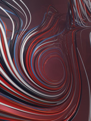 Poster - Interlacing abstract blue and red curves. 3D rendering
