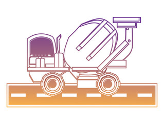 Wall Mural - concrete mixer truck icon over white background, vector illustration