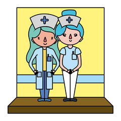 Wall Mural - color happy nurses together with professional uniform