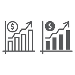 Poster - Growth rate line and glyph icon, finance and banking, market growth sign, vector graphics, a linear pattern on a white background, eps 10.