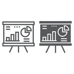 Poster - Financial analysis line and glyph icon, finance and banking, diagram sign, vector graphics, a linear pattern on a white background, eps 10.