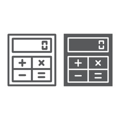 Fototapete - Online calculator line and glyph icon, finance and banking, calculator sign, vector graphics, a linear pattern on a white background, eps 10.