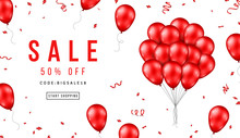Sale Banner With Red Balloons