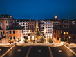 Spanish Steps in Rome, Italy. Piazza di Spagna at night. There are nobody of tourists. View from top.