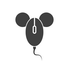 Wall Mural - abstract art object - a computer mouse image with the ears and tail of a real mouse. vector illustra