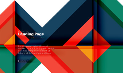Square shape geometric abstract background, landing page web design template