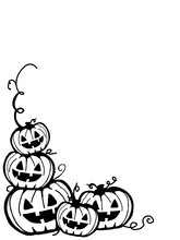 Halloween Pumpkin Illustration  Frame Black White  Drawing