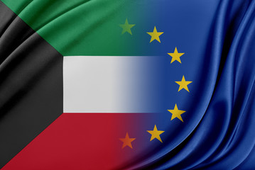 Wall Mural - European Union and Kuwait. The concept of relationship between EU and Kuwait.