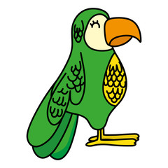 Sticker - color exotic parrot bird with beauty feathers