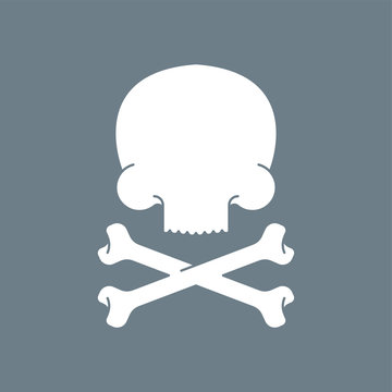 Skull and Bones. death symbol. Crossbones skeleton. Vector illustration