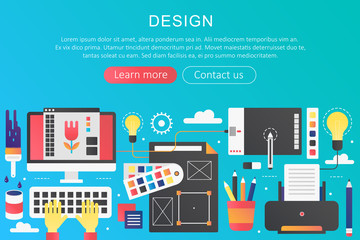 Aufkleber - Vector trendy flat gradient color art creative design concept template banner with icons and text.