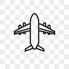 Wall Mural - Airplane vector icon isolated on transparent background, Airplane logo design