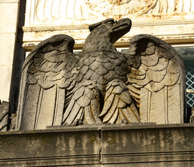 An eagle decoration on an old art deco building.