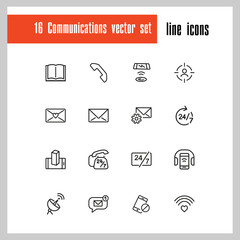 Aufkleber - Communications icons. Book, letter, mobile phone. Communication technology and applications concept. Vector illustration can be used for topics like connection, internet, web and mobile service