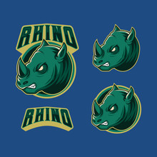 Angry Green Rhino Graphic Mascot Esport Logo Vector Illustration