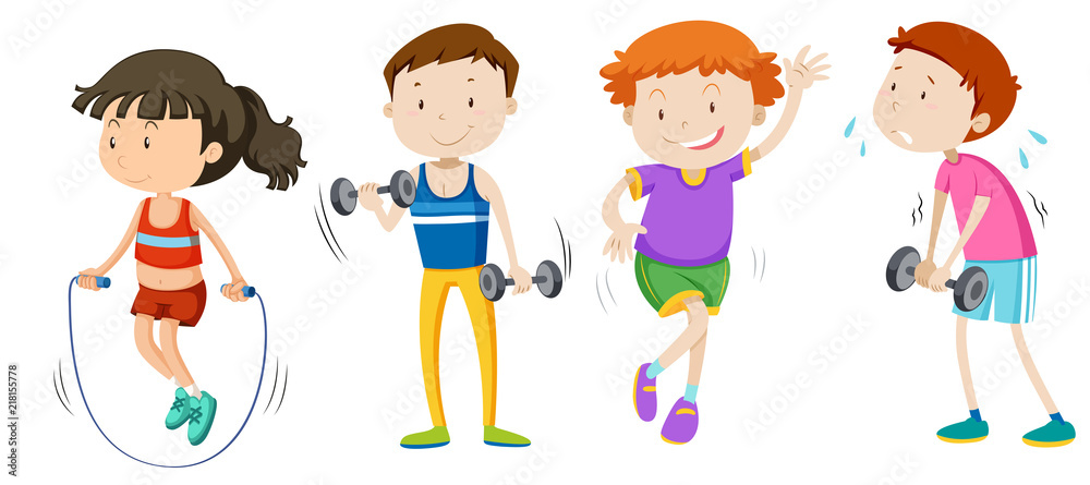 Photo A set of children weight training