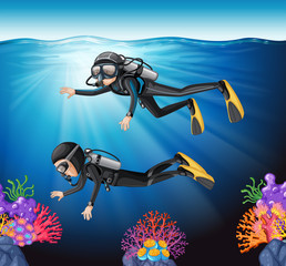 Wall Mural - Scuba diving in the ocean