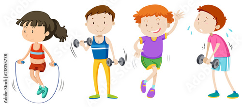A set of children weight training Tableau sur Toile