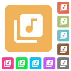 Sticker - Music library rounded square flat icons