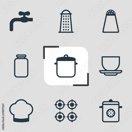 Fotografie, Obraz Vector illustration of 9 kitchenware icons