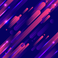 Wall Mural - abstract geometric rounded lines pattern motion with lighting glow technology colorful on dark blue 