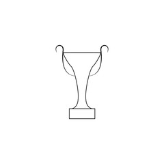 Cup award silhouette. Modern symbol of victory, award achievement sport. Insignia ceremony awarding of winner tournament. Monochrome template for badge, tag. Design element. Vector illustration.