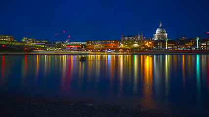 Wall Mural - Long exposure, London riverside cityscape with St Paul's Cathedral