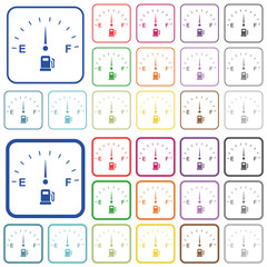 Poster - Fuel indicator outlined flat color icons