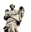 Angel statue holding the Holy Veil on Sant'Angelo Bridge in Rome,  a 17th century baroque masterpiece (isolated on white background)