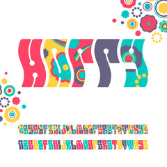 Leinwandbilder - Bright color hippie 60s font, graphical decorative alphabet.